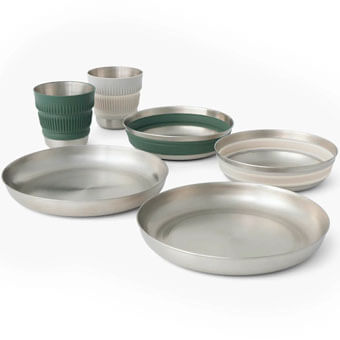 Zestaw naczyń turystycznych składanych SEA TO SUMMIT DETOUR STAINLESS STEEL COLLAPSIBLE DINNERWARE SET | 6 elementów