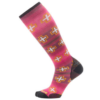 Skarpety narciarskie damskie z wełny SMARTWOOL SKI PATHS CROSSED PRINT OTC | Zero Cushion