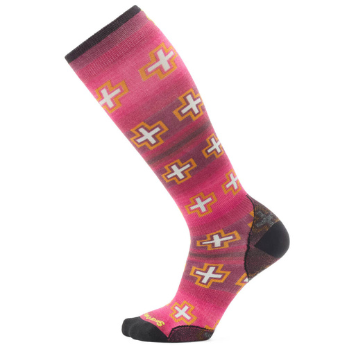 Skarpety narciarskie damskie z wełny SMARTWOOL SKI PATHS CROSSED PRINT OTC | Zero Cushion