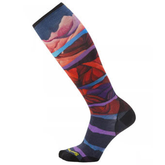 Skarpety narciarskie damskie z wełny SMARTWOOL SKI PRINT OTC SOCKS | Zero Cushion