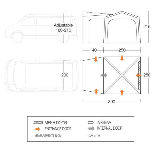 Namiot pompowany do samochodu VANGO TAILGATE AIRHUB LOW