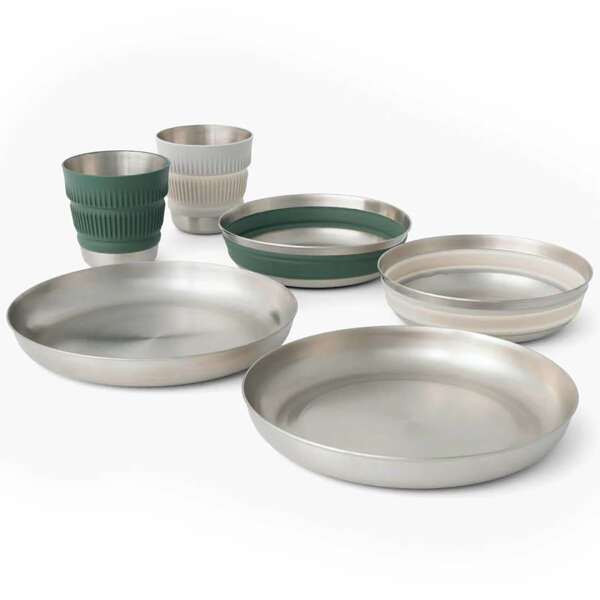 Zestaw naczyń turystycznych składanych SEA TO SUMMIT DETOUR STAINLESS STEEL COLLAPSIBLE DINNERWARE SET | 6 elementów