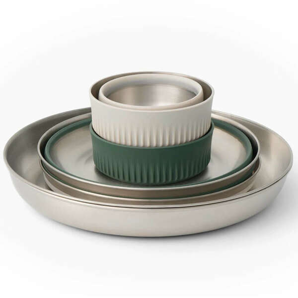 Zestaw naczyń turystycznych składanych SEA TO SUMMIT DETOUR STAINLESS STEEL COLLAPSIBLE DINNERWARE SET | 6 elementów